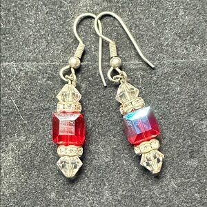 Elegant Red and Silver Earrings